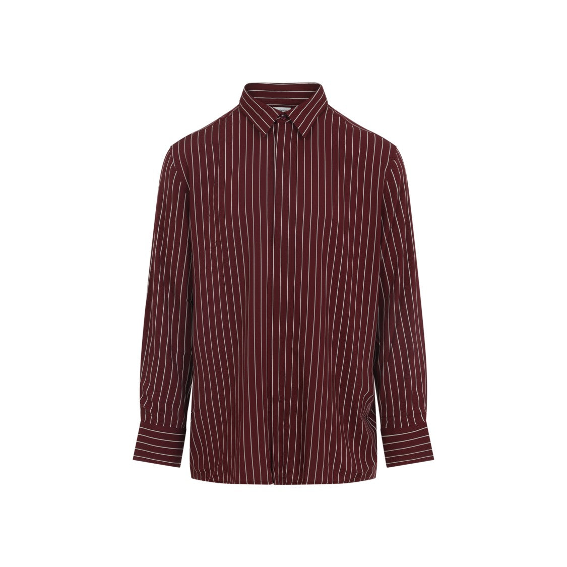 Saint Laurent Burgundy Vertical Stripe Shirt