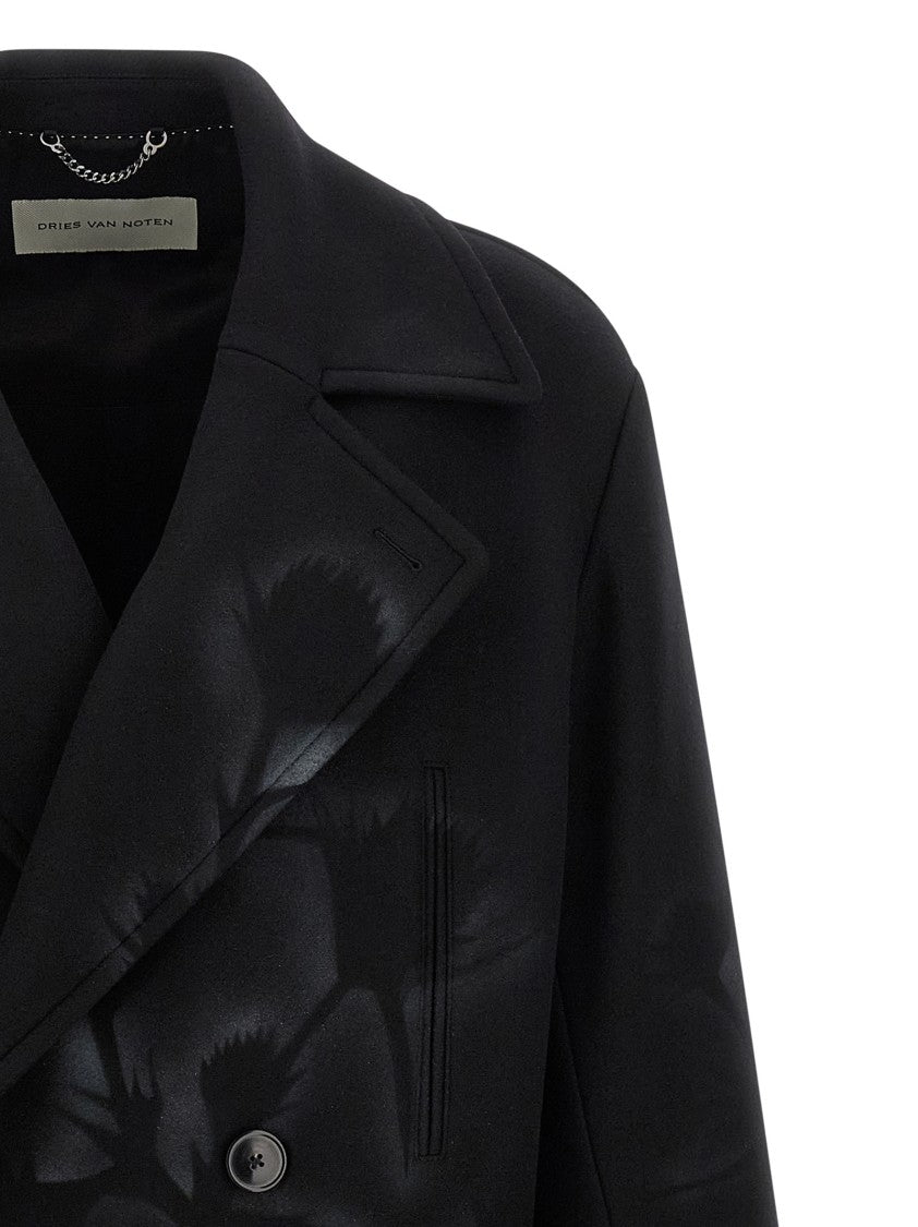 Dries Van Noten Oversized Double-Breasted Coat With Peonia Print