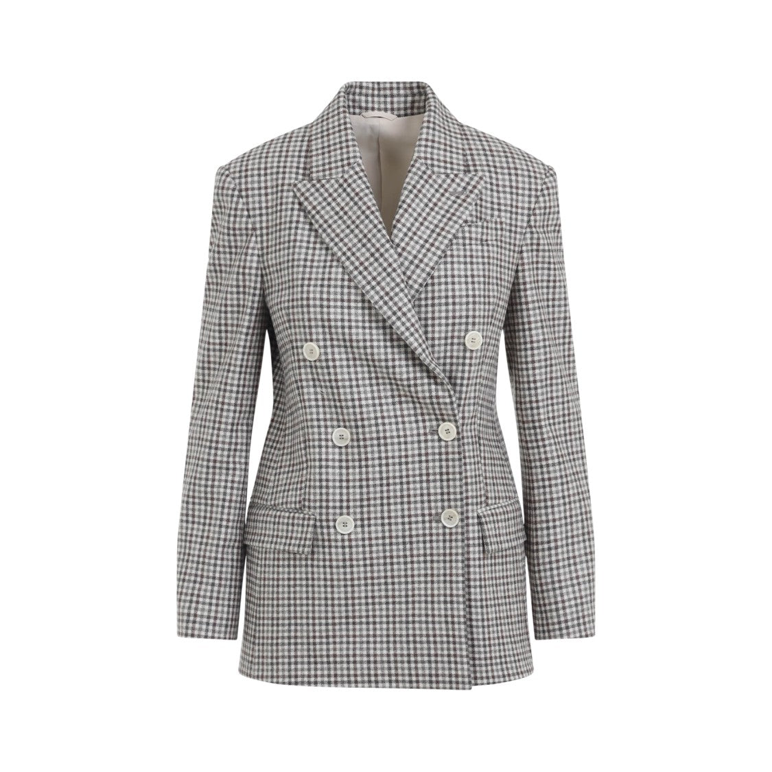 Brunello Cucinelli Beige Virgin Wool Vichy Jacket
