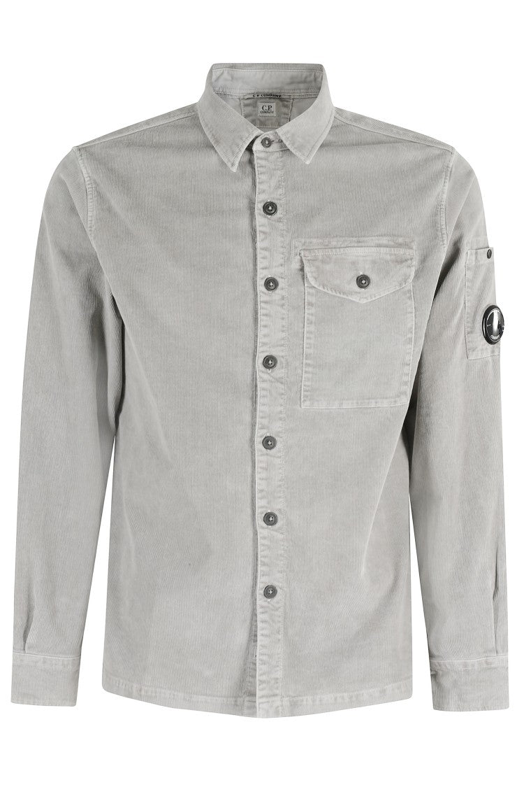 C.P. Company Classic Collar Long Sleeve Shirt With Subtle Vertical Stripes