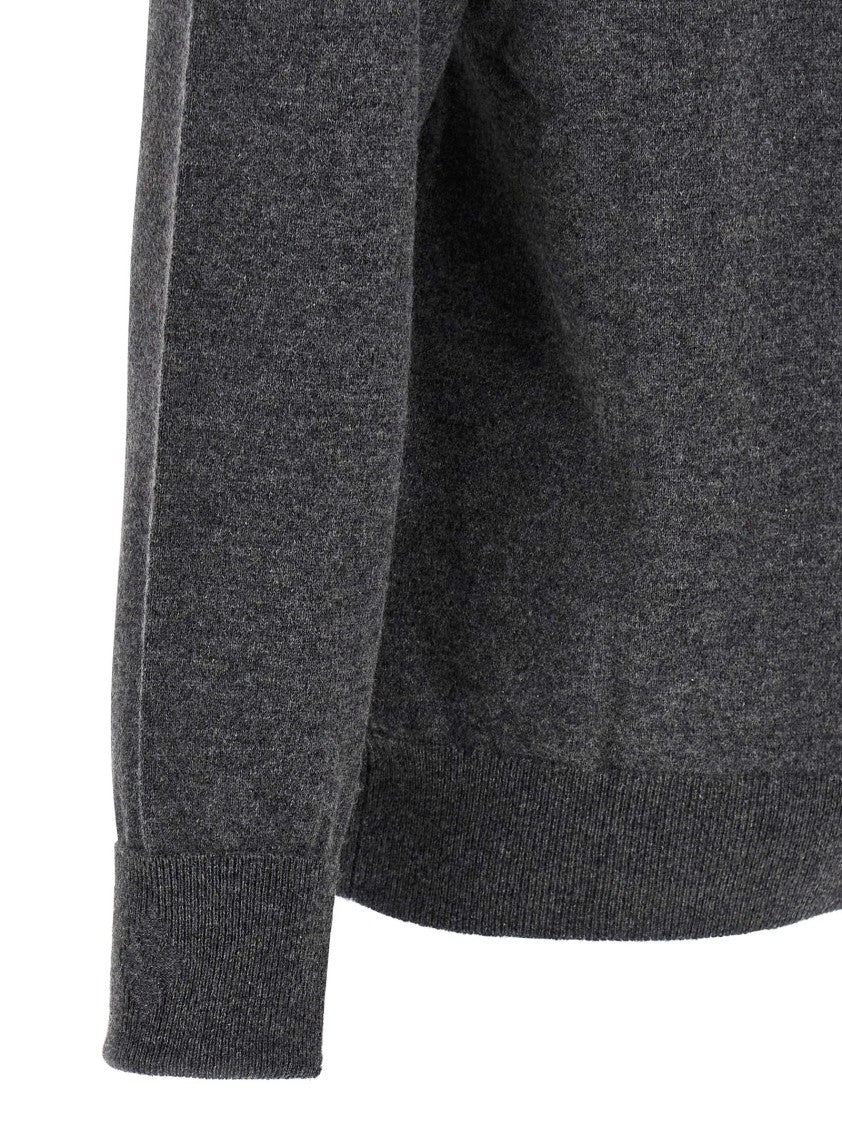 Ballantyne Ribbed Hem Cashmere Sweater With Long Cuffed Sleeves