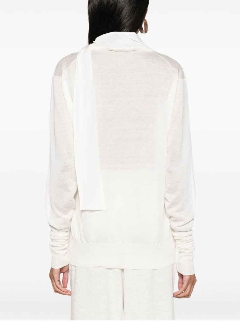 Fabiana Filippi Knit Sweater With Bow Detail And Linen-Silk Blend