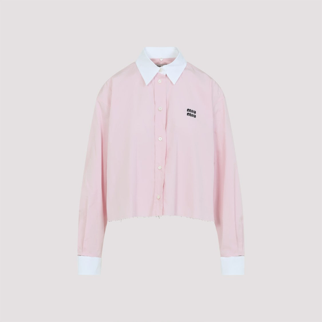Miu Miu Cropped Button-Up Shirt With Frayed Hem