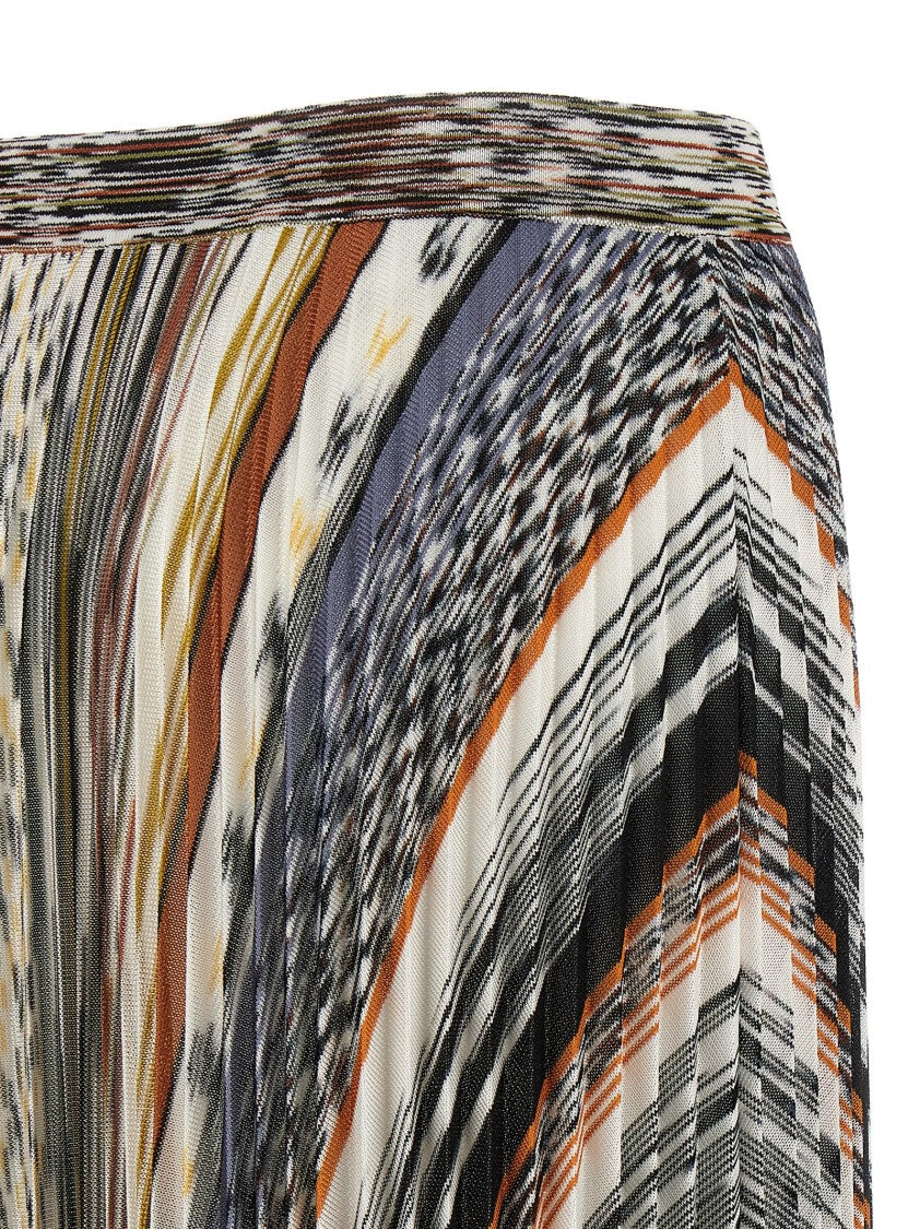 Missoni Striped Knit Pleated Midi Skirt