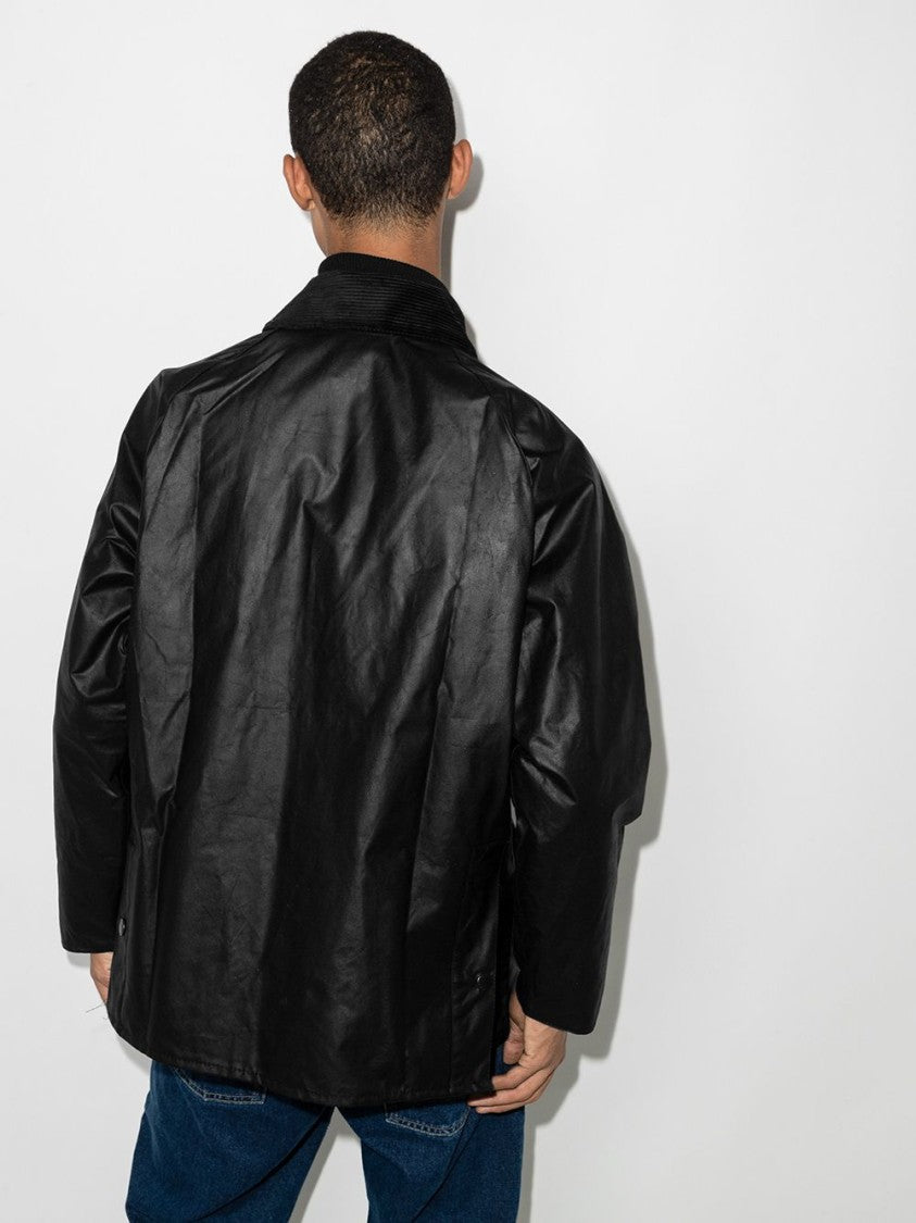 Barbour Classic Black Coat With Button-Up Front