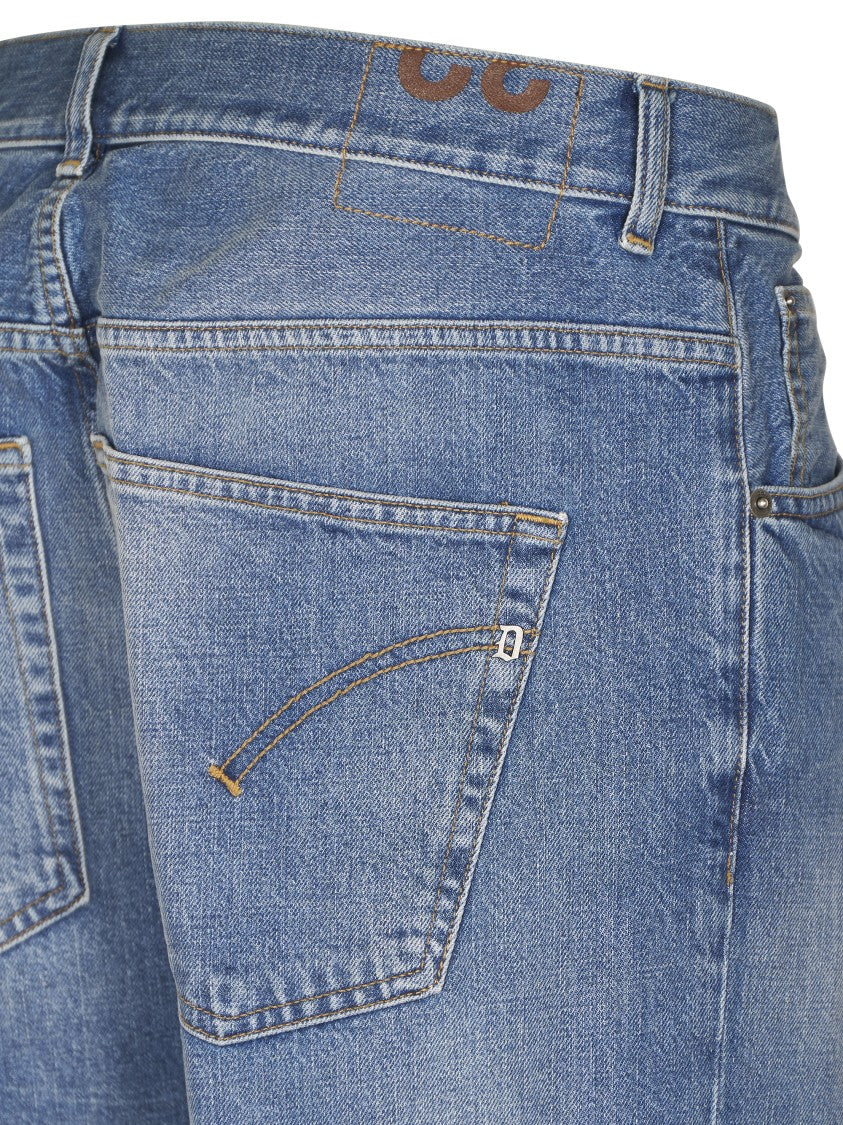 Dondup Relaxed Fit Light Blue Denim Trousers With Rolled Cuffs