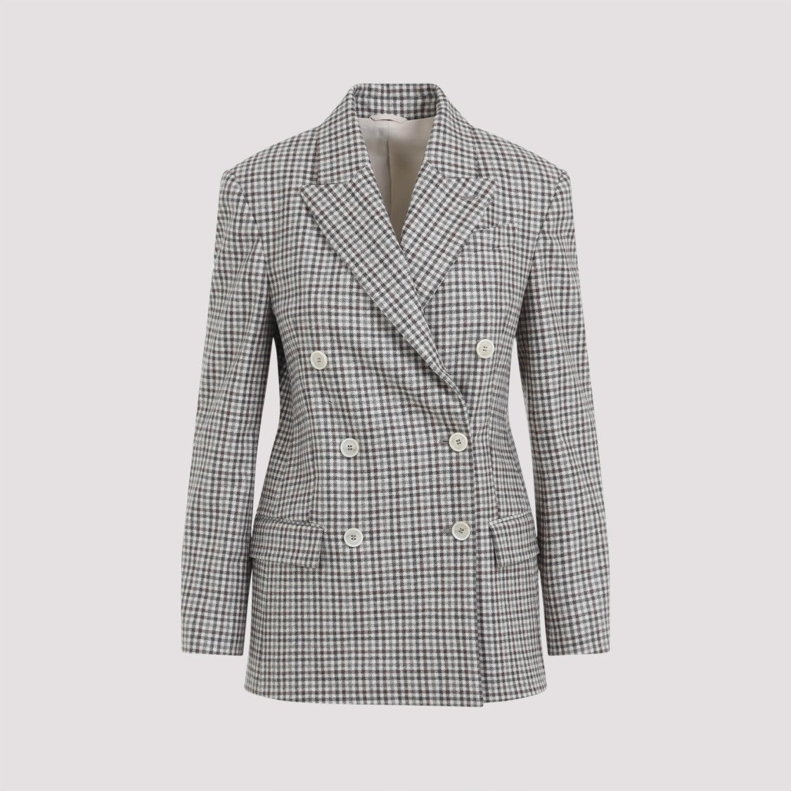 Brunello Cucinelli Beige Virgin Wool Vichy Jacket