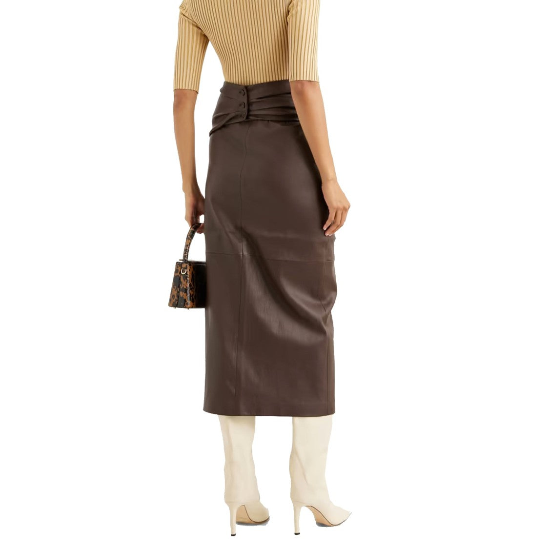 Brunello Cucinelli Brown Leather Skirt