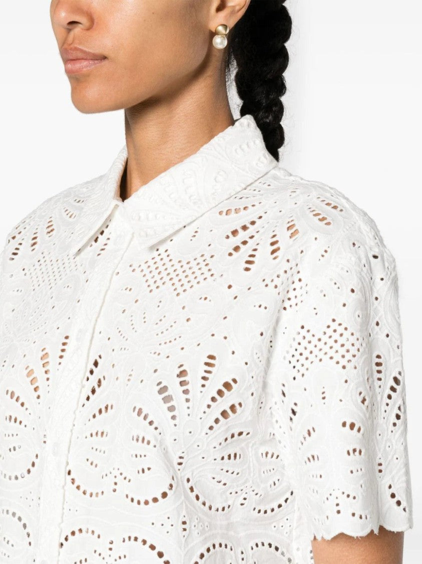 Self-Portrait Broderie-Anglaise Cotton Shirt