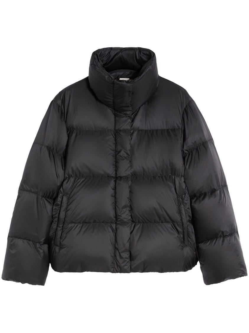 Max Mara Cropped Boxy Black Puffer Jacket With High Collar