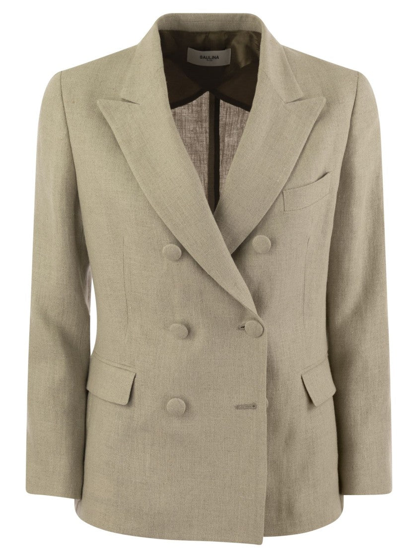 Saulina Anna - Double-Breasted Linen Jacket