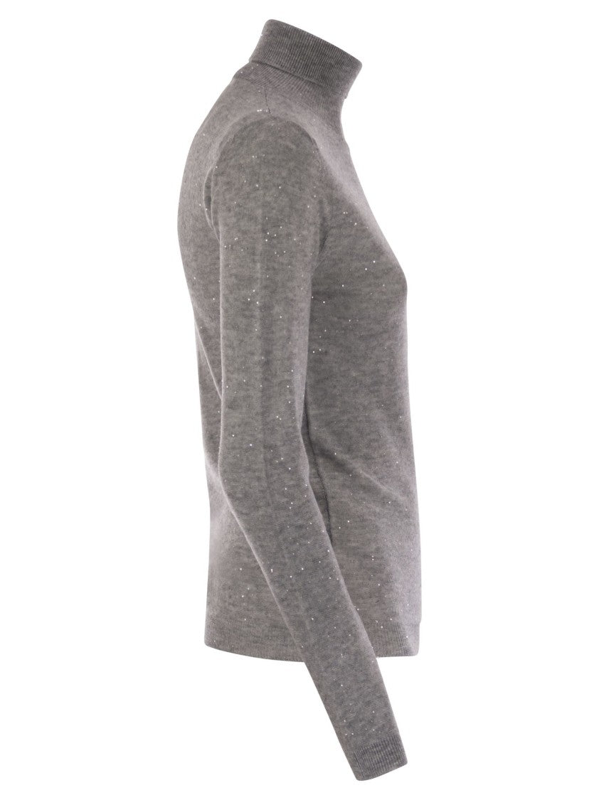 Fabiana Filippi High-Necked Wool Sweater With Sequins