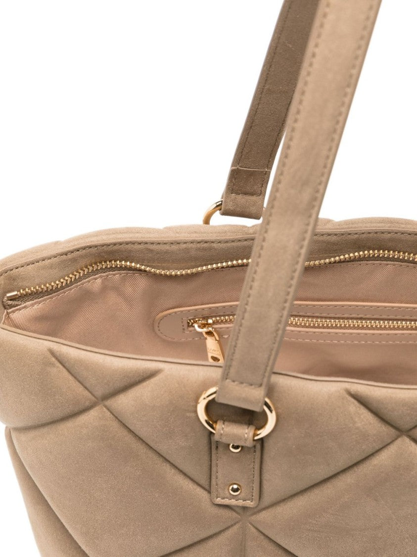 Love Moschino Quilted Brown Shopper Bag With Gold-Tone Logo