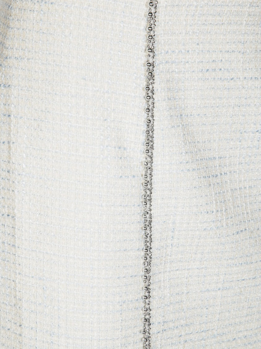 Rotate Structured White Boucle Miniskirt