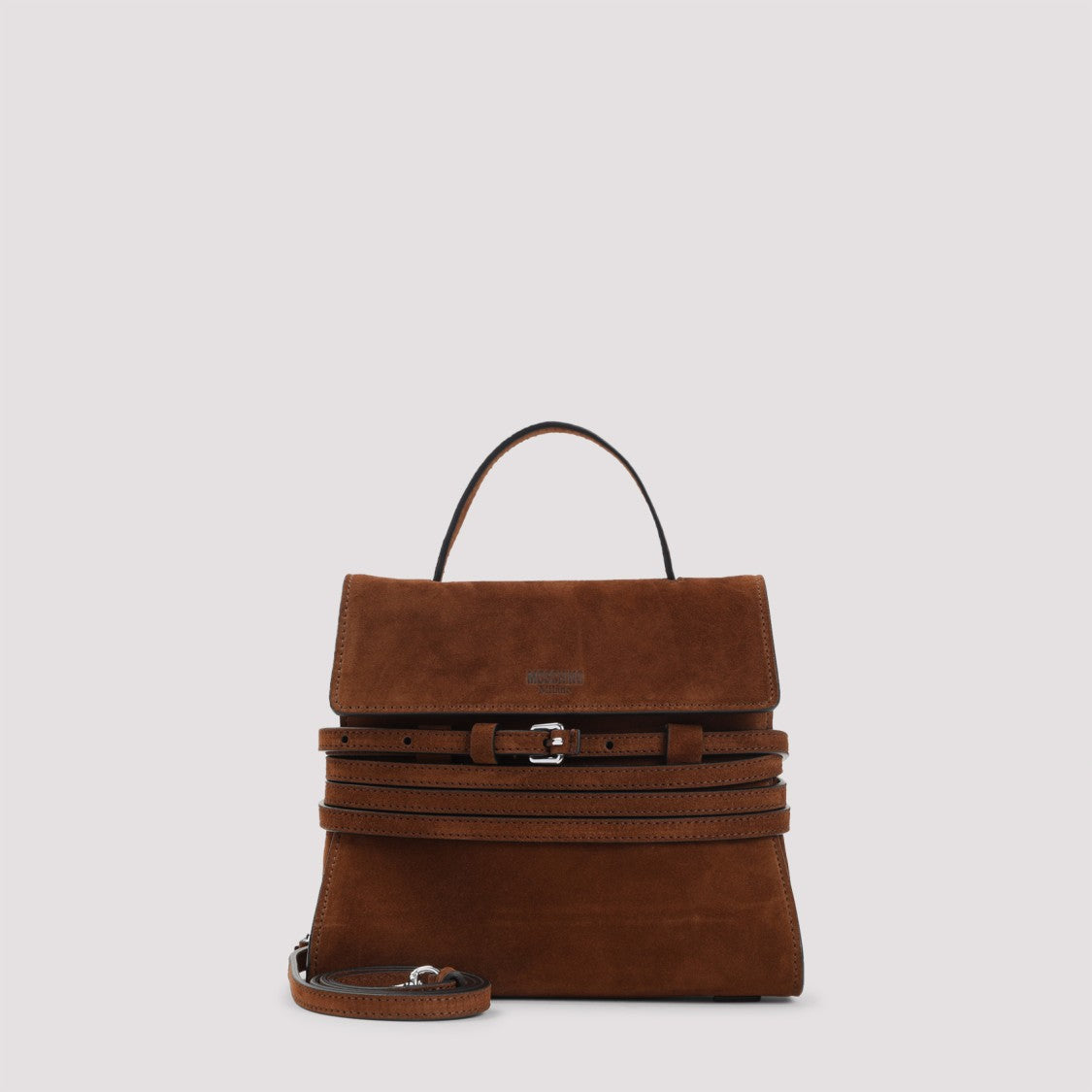 Moschino Brown Suede Leather Handbag