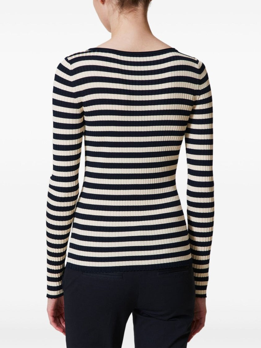 Twin-Set White And Navy Sweaters