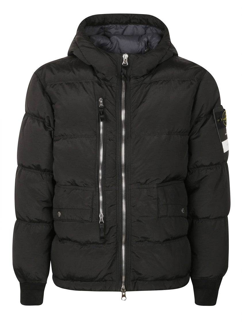 Stone Island Structured Black Coat With Minimalist Design