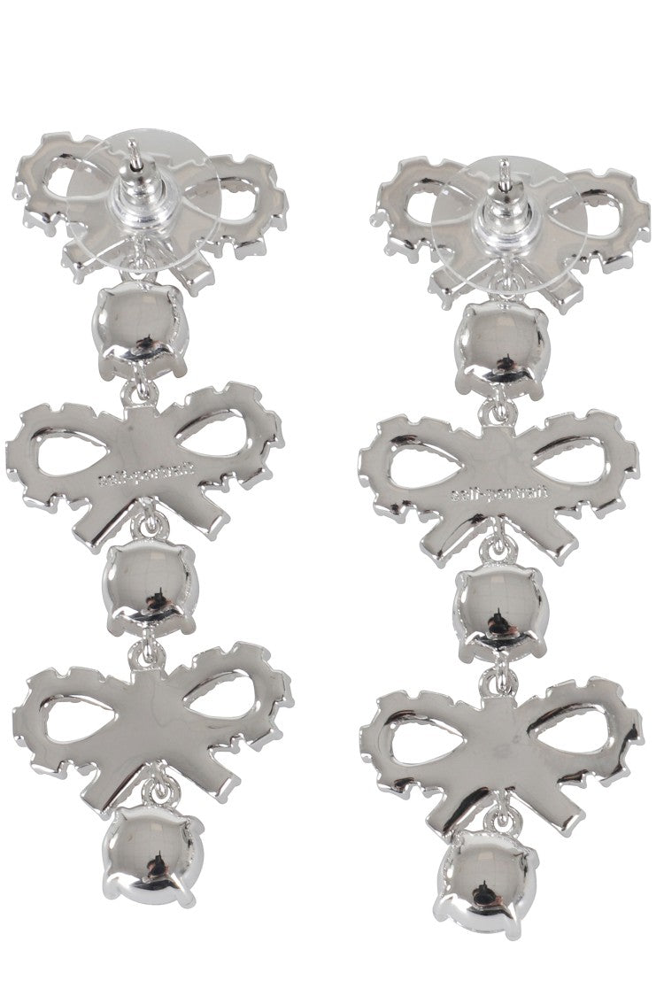 Self-Portrait Micro Bow Crystal Tiered Earrings