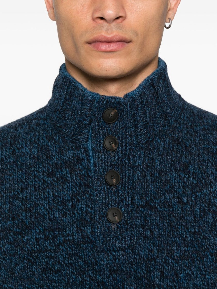 Vengera Textured Knit Sweater With High Collar