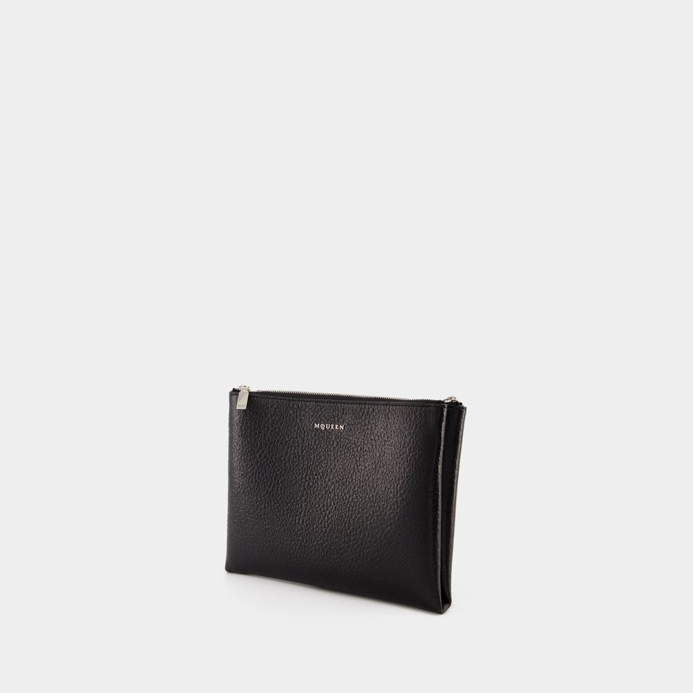 Alexander Mcqueen Cross Bar Clutch - Leather - Black/Silver