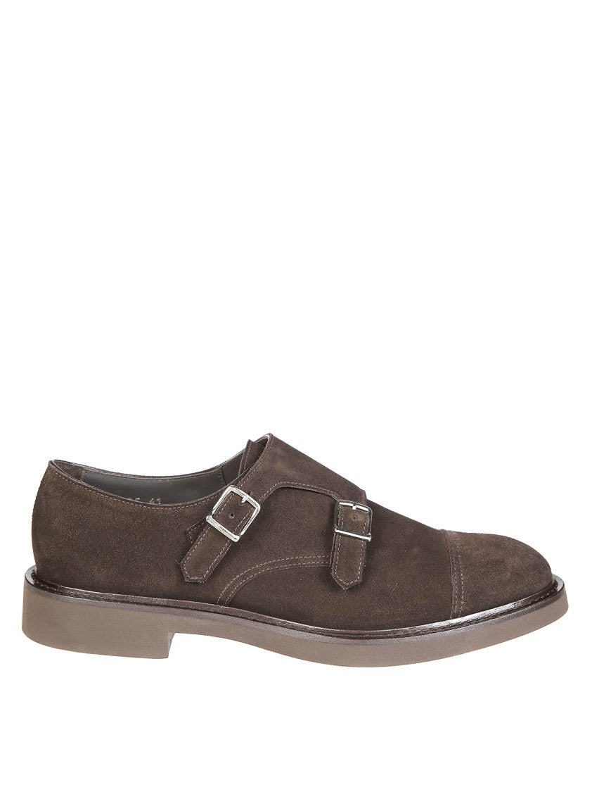 Doucal's Double Buckle Cap Toe Suede Shoes