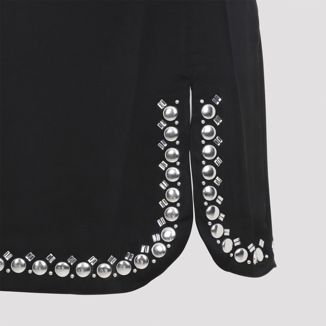 Rabanne Mini Skirt With Decorative Studded Hem And Silhouette