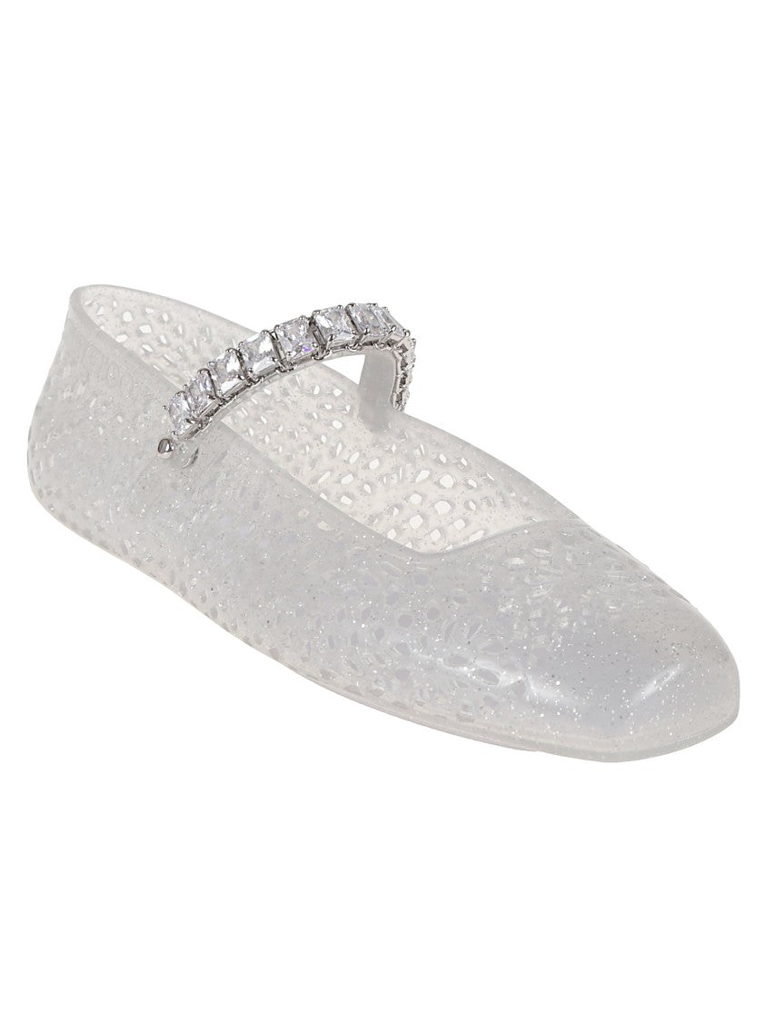 Jimmy Choo Square Toe Ballerinas With Crystal Strap