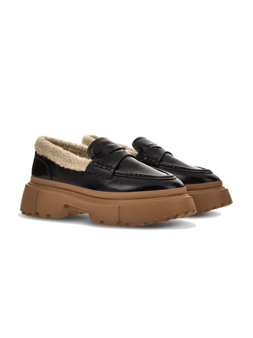 Hogan H629 Black Patent Leather Moccasins