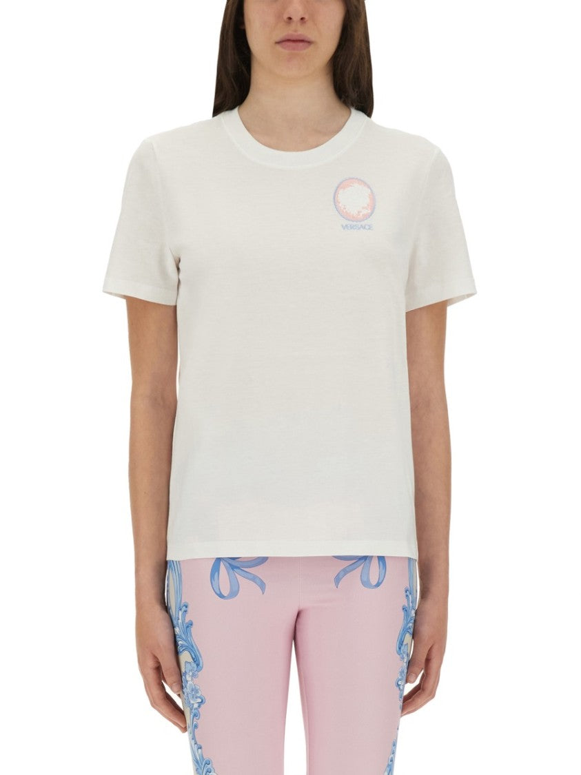Versace Cameo Logo T-Shirt With Classic Crew Neckline