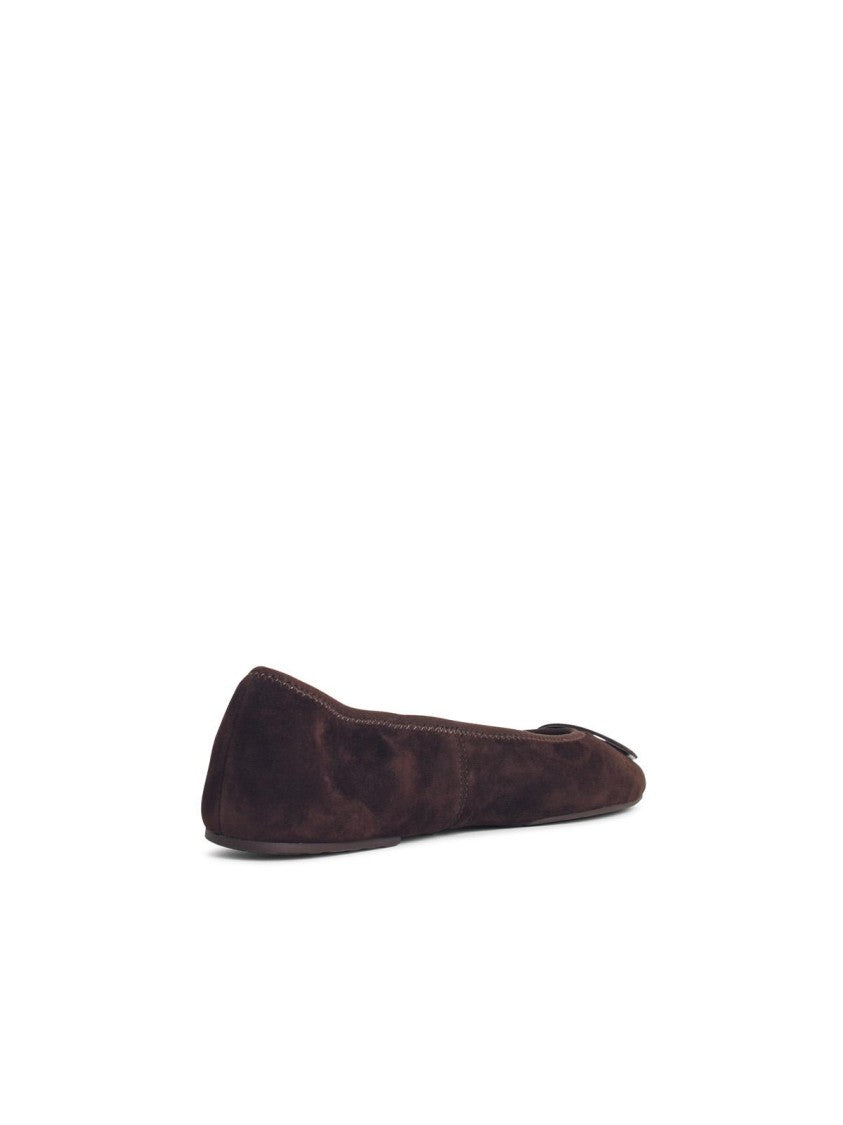 Tory Burch Ballerina 'Reva' I Suede Dark Cocoa