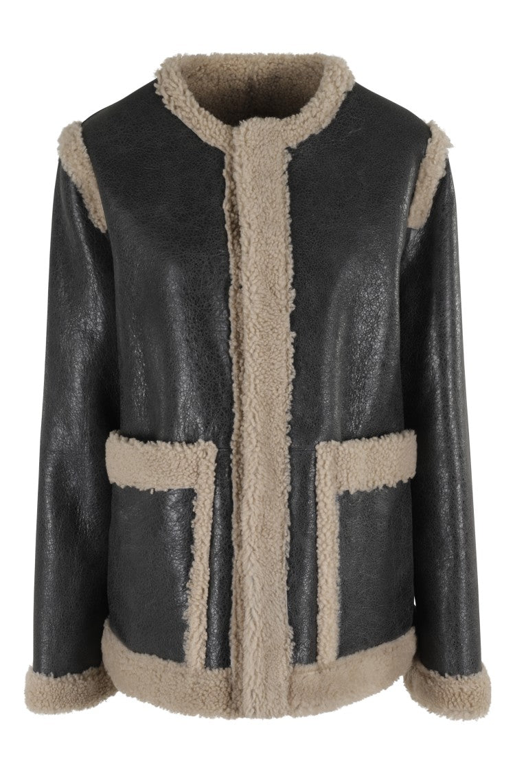 Mm6 By Maison Margiela Reversible Black Leather And Shearling Jacket