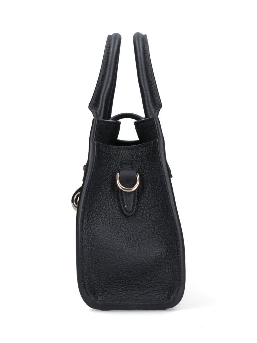Gucci Textured Black Leather Small Tote Bag With Rigid Top Handles