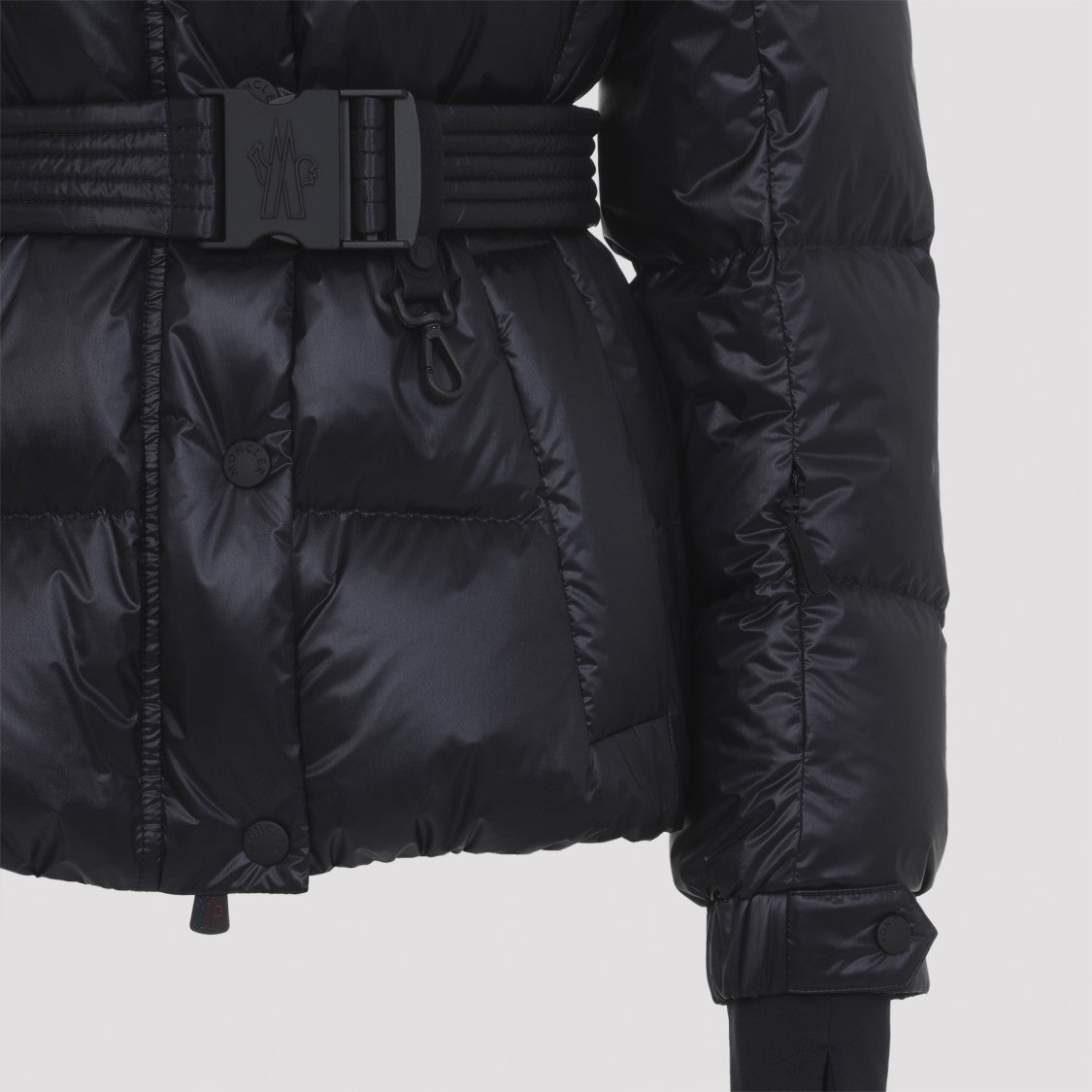 Moncler Grenoble Down Insulated Coat With Belted Waist And Glossy Finish