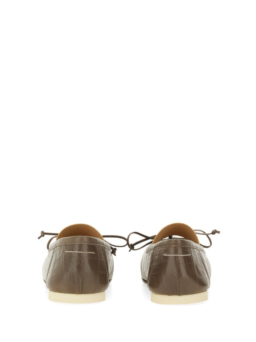 Mm6 By Maison Margiela Crocodile-Effect Leather Ballerina