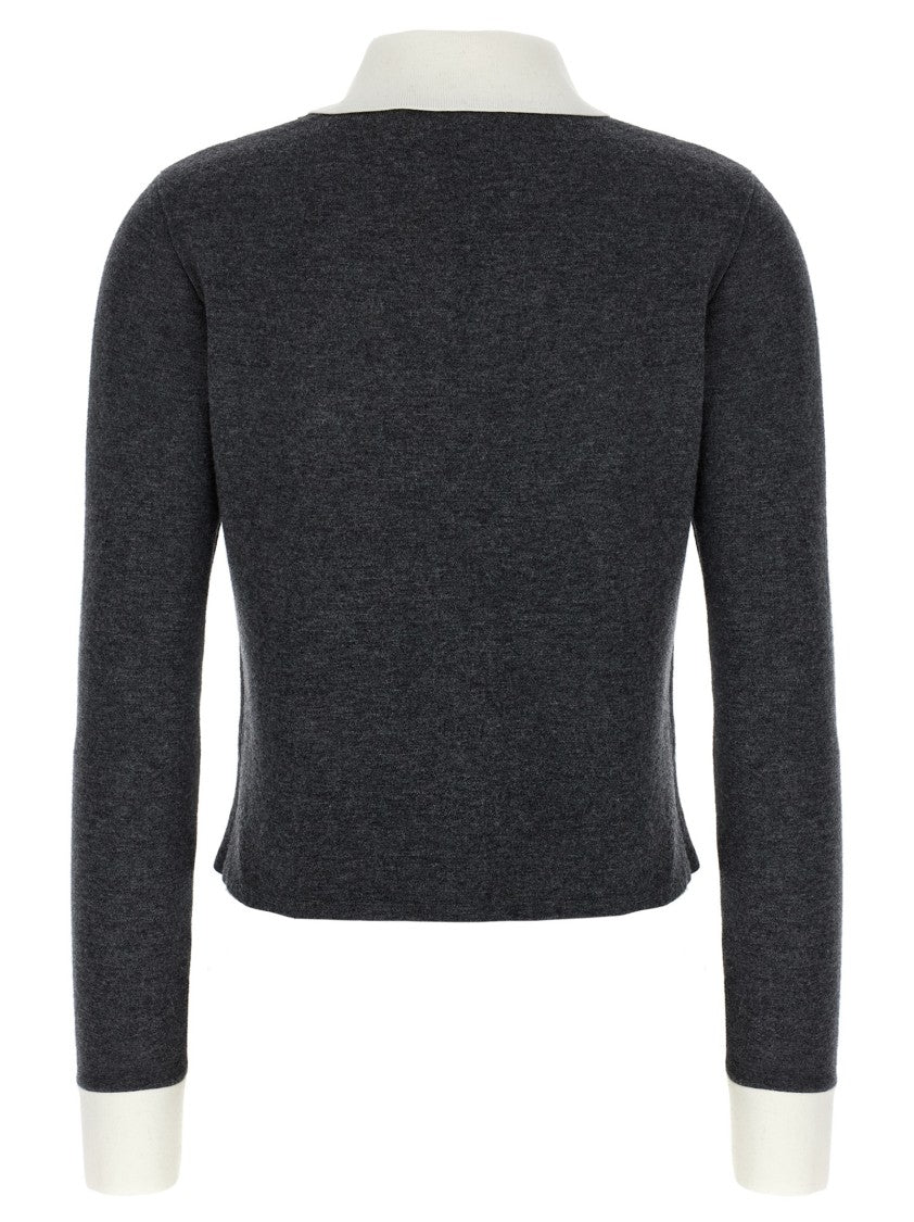 Self-Portrait Grey Contrast Collar' Cardigan