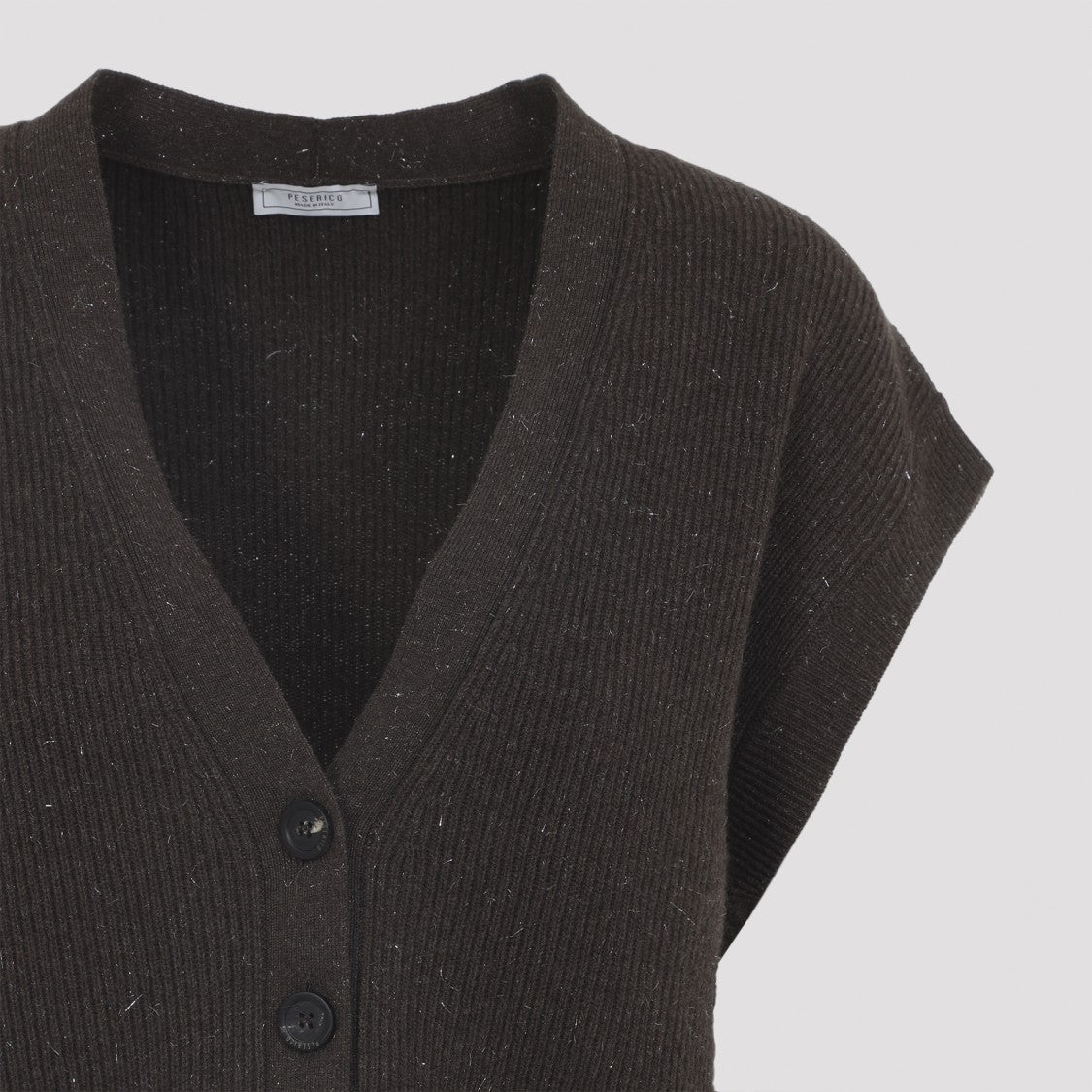 Peserico Sleeveless Cropped Knit Sweater With Deep V-Neckline