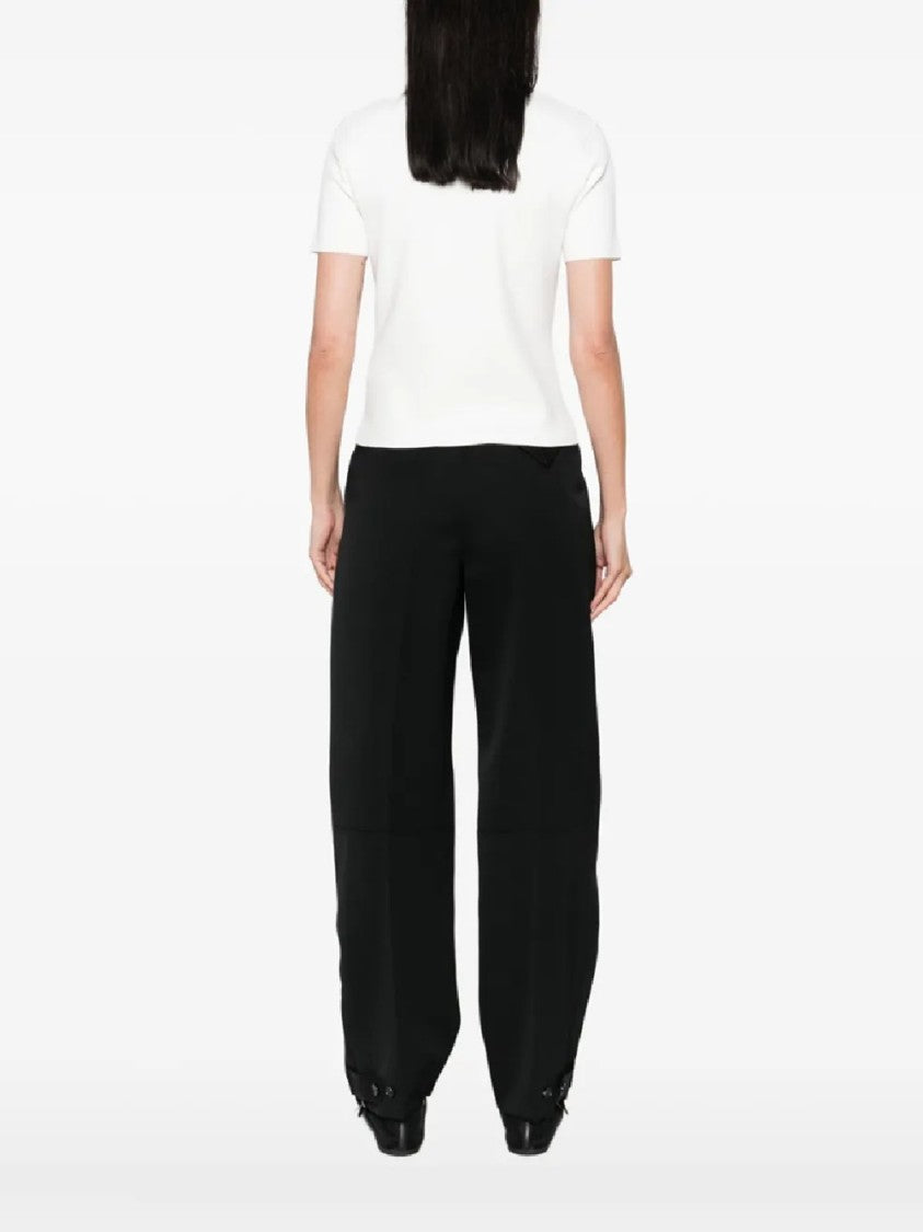 Max Mara Boxy-Cropped White Knit Top With Logo Detail