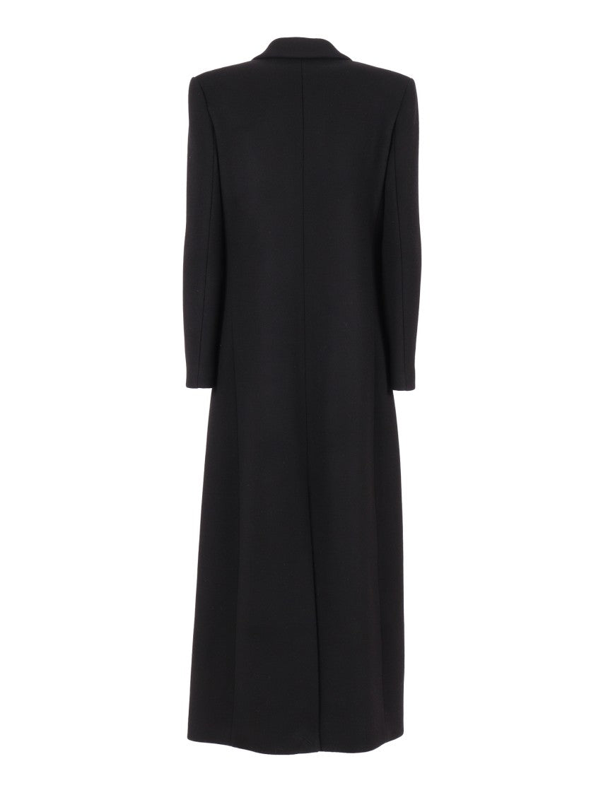 Elisabetta Franchi Long Double-Breasted Coat With Gold Buttons
