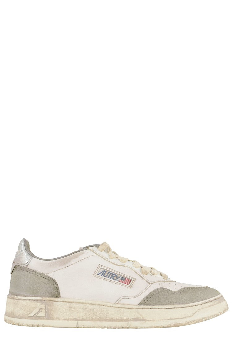 Autry Vintage Leather Sneakers With Pointed Toe And Signature Heel