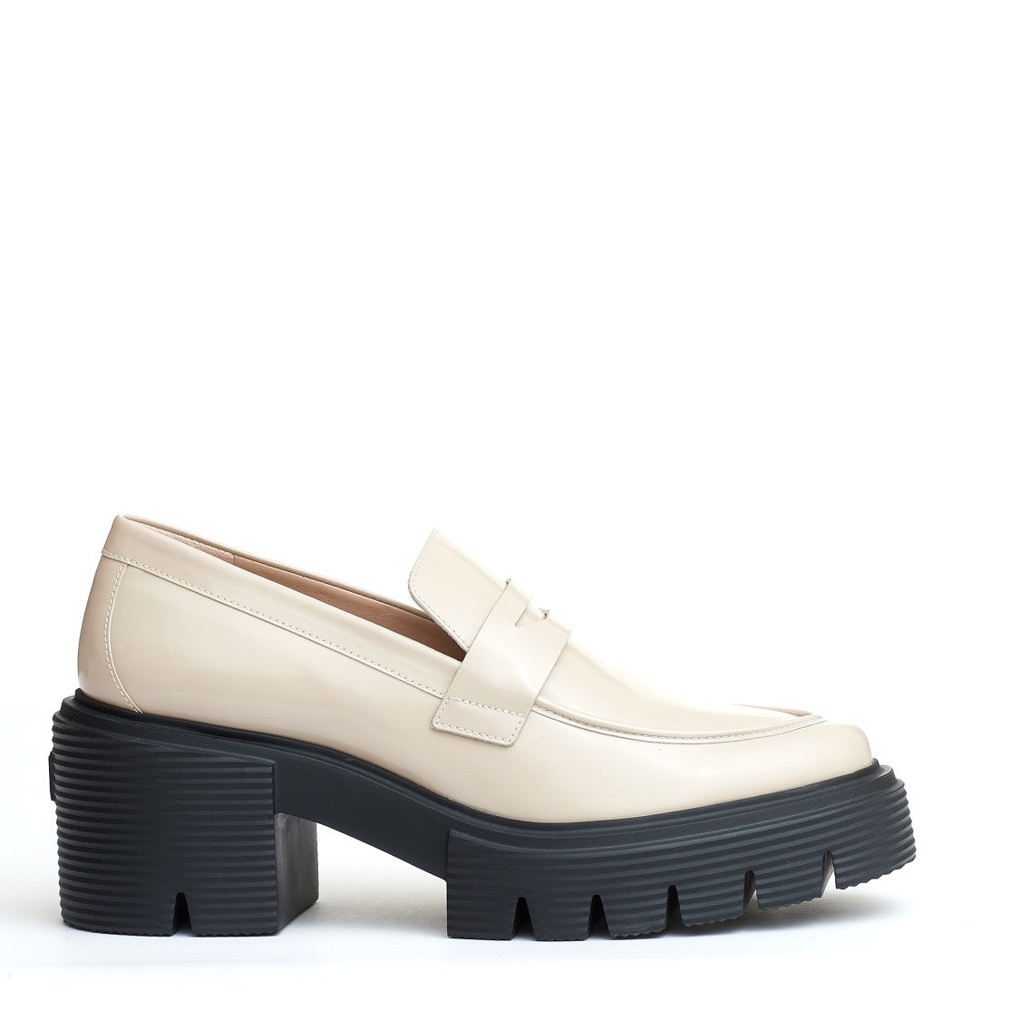 Stuart Weitzman Beige Leather Moccasin Rubber Sole