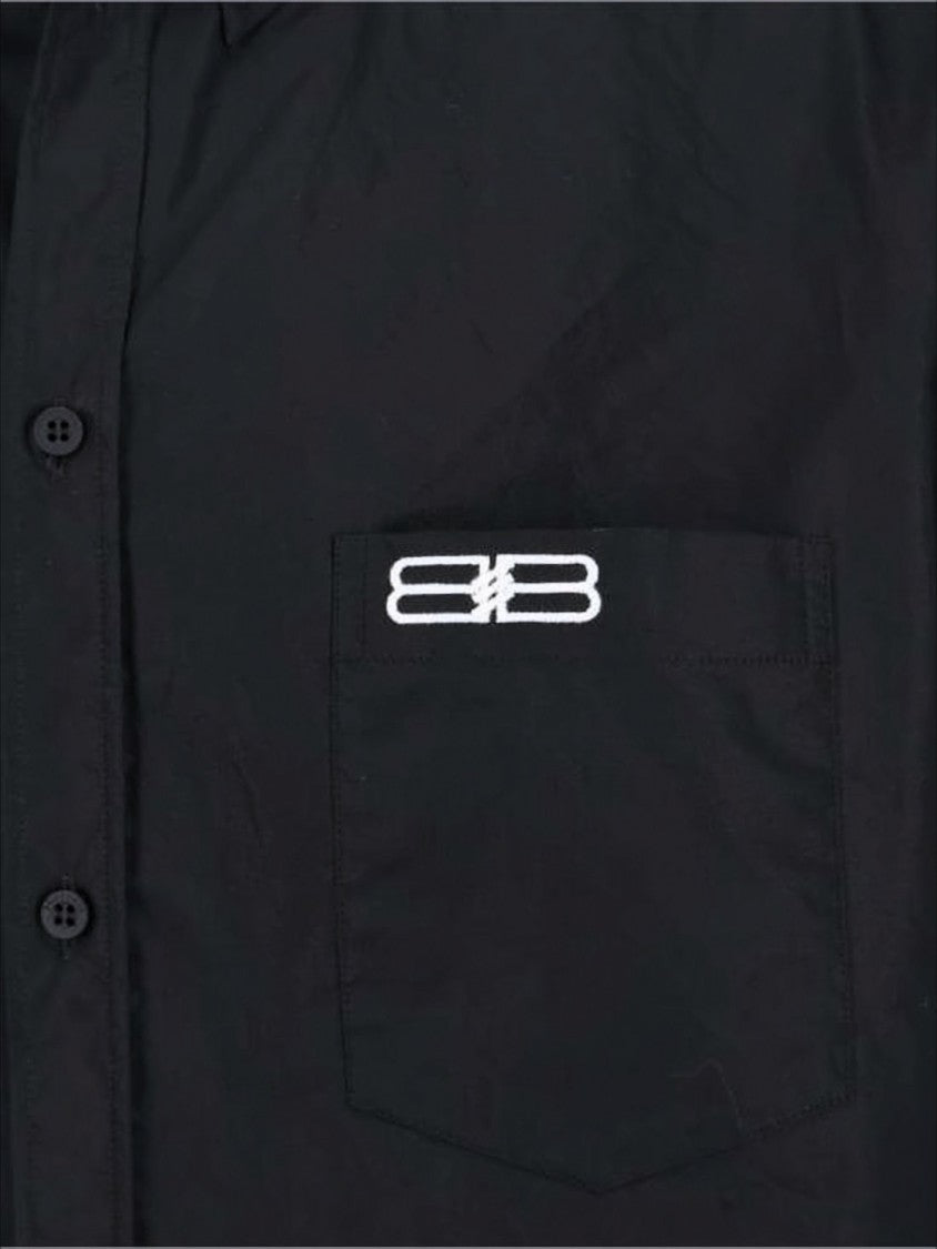Balenciaga Short-Sleeved Black Cotton Shirt With Boxy Silhouette