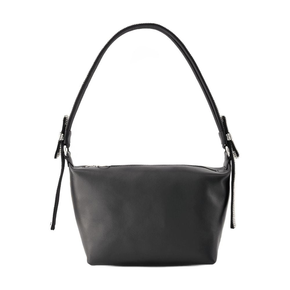 Kara Double Bow Pouch - Leather - Black