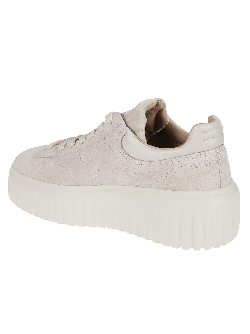 Hogan Beige Suede Low-Top Sneakers With Memory Foam Footbed