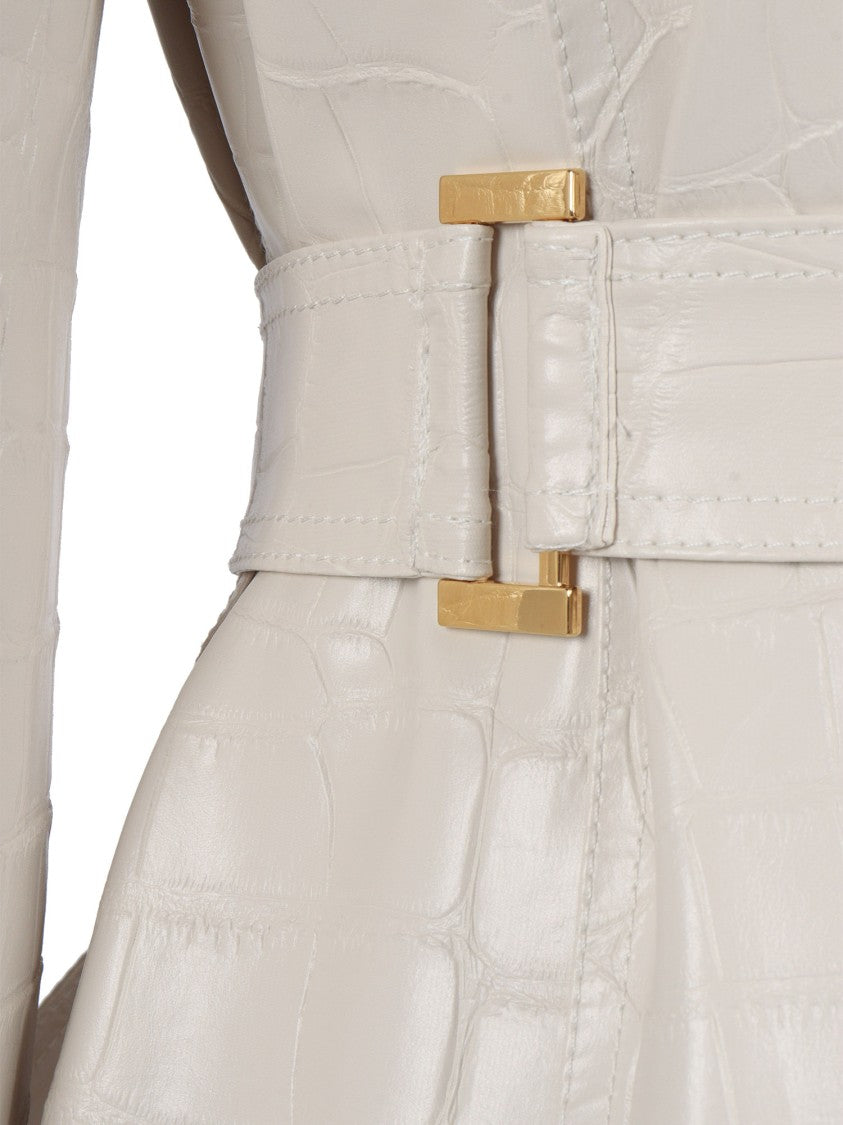 Elisabetta Franchi Minimalist Long Coat With Tailored Silhouette