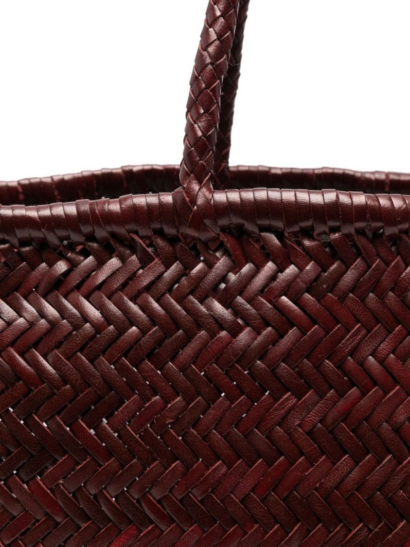 Dragon Diffusion Woven Vitello Leather Shoulder Bag In Rich Bordeaux