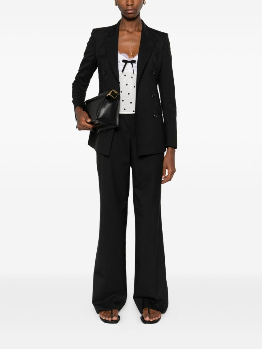 Tagliatore Double-Breasted Tailored Blazer In Black Wool Blend