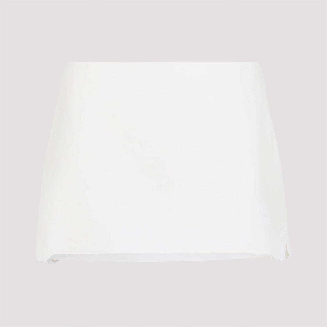 Miu Miu Linen-Cotton Blend Skirt With Embroidered Hem Detail