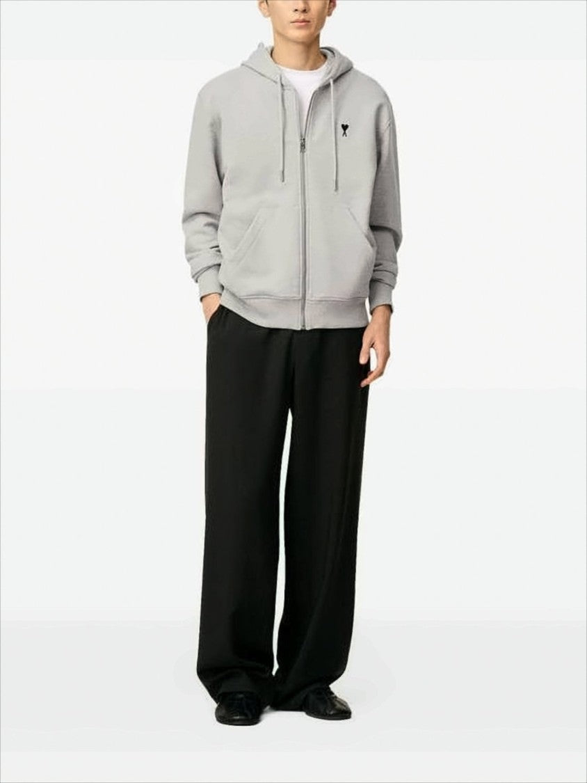 Ami Zip-Up Hoodie With Subtle Embroidered Heart