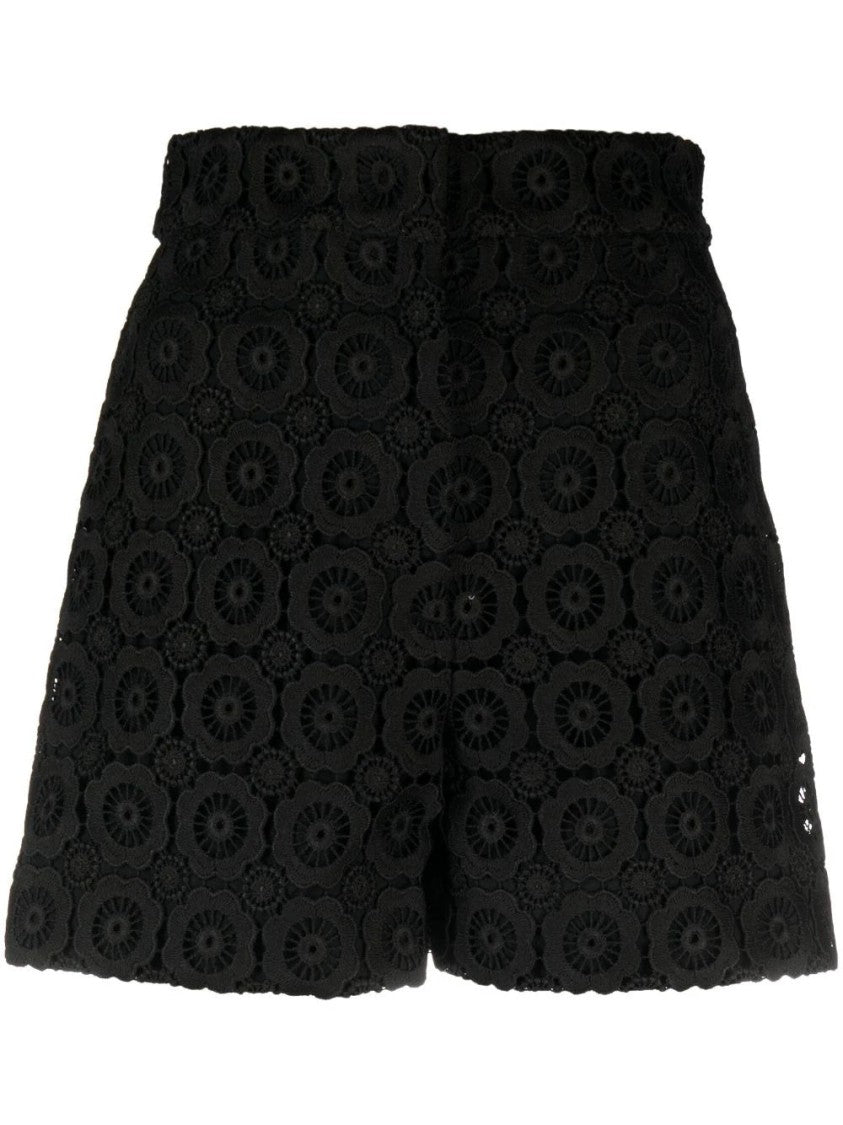 Moschino Textured Floral High-Waisted Shorts With Relaxed Fit