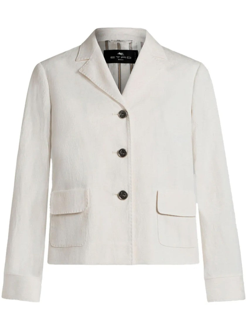 Etro Structured White Blazer With Notched Collar
